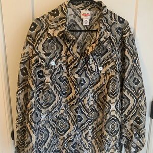 Ruby Rd. Animal Print Blouse in Black and Gray Size 20 W
